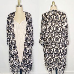 Chris & Carol Flowy Damask Kimono Style Duster